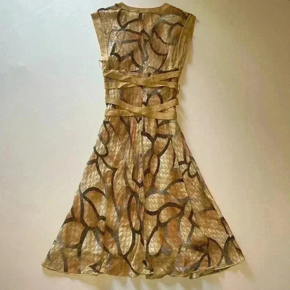 Missoni Midi Dress 38 2 Metallic Lurex Knit Fit Flare Tie Wrap Silk Orange Label - Picture 14 of 14